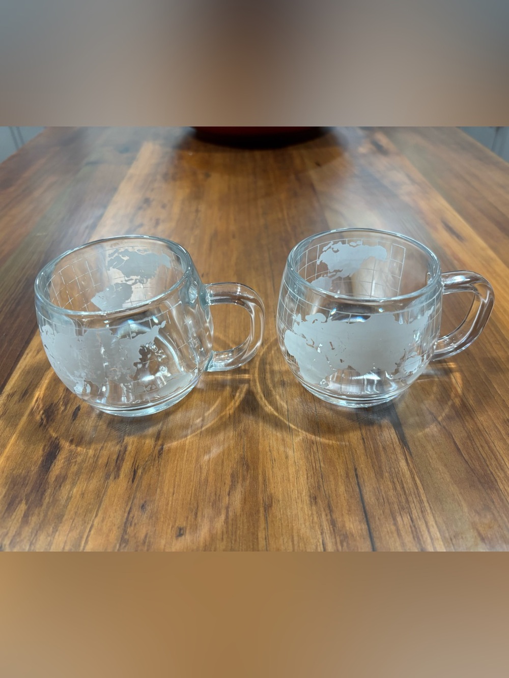 Vintage Nestle Nescafé World Globe Glass 1970’s Coffee Cups Mugs (Set of 2)